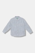 United Colors of Benetton košulja za djecu s lanom plave prugice 58DNGQ036