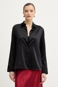 MM by Max Mara koszula z dodatkiem jedwabiu QUARTO damska kolor czarny regular z kołnierzykiem klasycznym 2616111047600