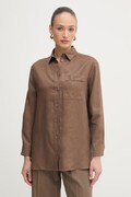 MM by Max Mara koszula damska lniana FILO brązowa gładka 2616111028600