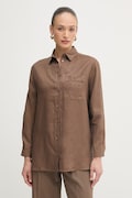 MM by Max Mara camicia da donna in lino FILO marrone liscio 2616111028600