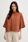 MM by Max Mara koszula damska lniana RITO brązowa gładka 2616111038600