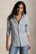 Polo Ralph Lauren πουκάμισο γυναικείο βαμβακερό σκούρο μπλε ριγέ 211A96158