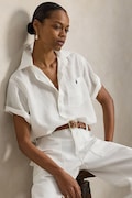 Polo Ralph Lauren košile dámská lněná bílá hladká 211A96160