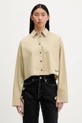 Karl Lagerfeld Jeans koszula bawełniana damska kolor beżowy regular z kołnierzykiem klasycznym B1W11027