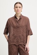 Ermanno Firenze bluzka bawełniana damska kolor brązowy z aplikacją D48EK022EN0