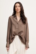 Marella koszula jedwabna MLMFARO damska kolor brązowy relaxed z kołnierzykiem klasycznym 2613111035200