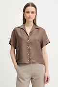 Marella koszula jedwabna MLMSEGNALE damska kolor brązowy relaxed z kołnierzykiem klasycznym 2613111045200