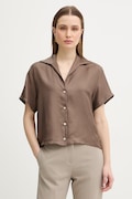 Marella koszula jedwabna MLMSEGNALE damska kolor brązowy relaxed z kołnierzykiem klasycznym 2613111045200