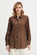 Marella cămașă de matase ANGIO culoarea maro, cu guler clasic, relaxed, 2613111104200