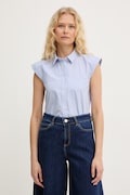 Marella koszula damska bawełniana Emme by Marella niebieska gładka 2615111032200