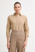 Marella Cămașă safari de damă din in Emme by Marella maro simplă 2615111122200