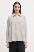 Sisley koszula damska z lyocellem szara gładka 51MRLQ07F