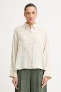 United Colors of Benetton safari košile dámská lněná béžová hladká 5BMLDQ0DA