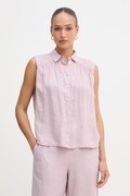 United Colors of Benetton сорочка жіноча лляна рожева однотонна 5BMLDQ0E0