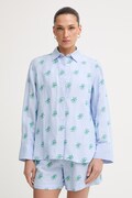 Tommy Hilfiger srajca ženska z lanom SUMMER modra potiskana WW0WW49545