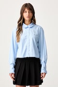 Tommy Jeans koszula damska bawełniana niebieska gładka DW0DW22767