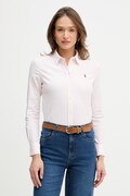 U.S. Polo Assn. koszula STRIPE STRETCH CLASSIC FIT OXFORD damska kolor różowy regular z kołnierzykiem klasycznym WUP1416