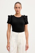 Gaudi tricou pentru femei din bumbac cu elastan negru 611FD64006