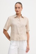 Sisley πουκάμισο γυναικείο λινό μπεζ απλό 51G1LQ08U