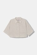 Patrizia Pepe koszula safari dziecięca z lnem A713 beżowa gładka 7C0275