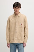 Tommy Jeans πουκάμισο ανδρικό βαμβακερό μπεζ απλό DM0DM20236
