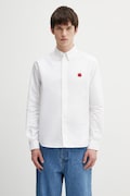 Kenzo koszula bawełniana męska kolor beżowy regular z kołnierzykiem button-down FG55CH4109LO