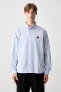 Kenzo риза от памук мъжка синя на райе FG55CH4109KB