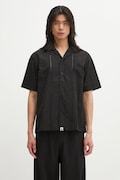 A Bathing Ape koszula bawełniana Embroidery Open Collar męska kolor czarny regular 1L30132305