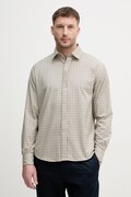 Sisley koszula męska bawełniana beżowa w kratkę 56RDSQ05E