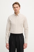 Lindbergh koszula męska kolor beżowy regular z kołnierzykiem button-down 30.203174B