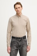 Lindbergh koszula męska kolor beżowy regular z kołnierzykiem button-down 30.203174B