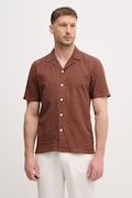 Lindbergh koszula z dodatkiem lnu męska kolor brązowy regular 30.203319