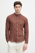 Lindbergh koszula męska lniana brązowa gładka 30.203344A