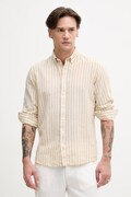 Lindbergh koszula męska z lnem beżowa w paski 30.203492R
