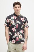 Lindbergh koszula męska z lnem czarna w kwiaty 30.222113