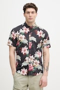 Lindbergh koszula męska z lnem czarna w kwiaty 30.222113