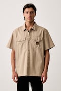 Levi's koszula męska bawełniana SS WORKER - WW x WORKWEAR beżowa w kratkę 003O1