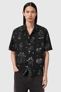 AllSaints camicia con lino TERRA colore nero M049SE