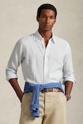 Polo Ralph Lauren koszula lniana męska kolor biały regular z kołnierzykiem button-down 710B15594
