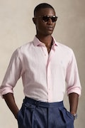 Polo Ralph Lauren πουκάμισο ανδρικό με λινό ροζ ριγέ 710B16700