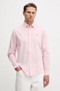 Košeľa s prímesou ľanu U.S. Polo Assn. LINEN BLEND LS ružová farba, regular, s klasickým golierom, MUP3248