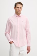 Košeľa s prímesou ľanu U.S. Polo Assn. LINEN BLEND LS ružová farba, regular, s klasickým golierom, MUP3248