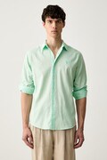 U.S. Polo Assn. сорочка "сафарі" чоловіча з льоном LINEN BLEND LS зелена однотонна MUP3248