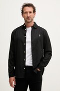 U.S. Polo Assn. koszula z dodatkiem lnu LINEN BLEND LS męska kolor czarny regular z kołnierzykiem klasycznym MUP3248