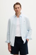 Tommy Jeans košeľa pánska s ľanom modrá hladká DM0DM22761