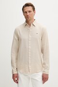 Tommy Jeans košeľa pánska s ľanom béžová hladká DM0DM22761