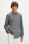 Tommy Jeans košeľa pánska s ľanom tmavomodrá hladká DM0DM22761