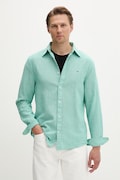 Tommy Jeans πουκάμισο ανδρικό με λινό πράσινο απλό DM0DM22761