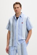 Tommy Jeans koszula męska bawełniana niebieska w paski DM0DM22789