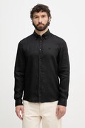 BOSS сорочка чоловіча лляна LIAM чорна однотонна 50556077